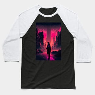 Lonely Soul In A Cyberpunk City Baseball T-Shirt